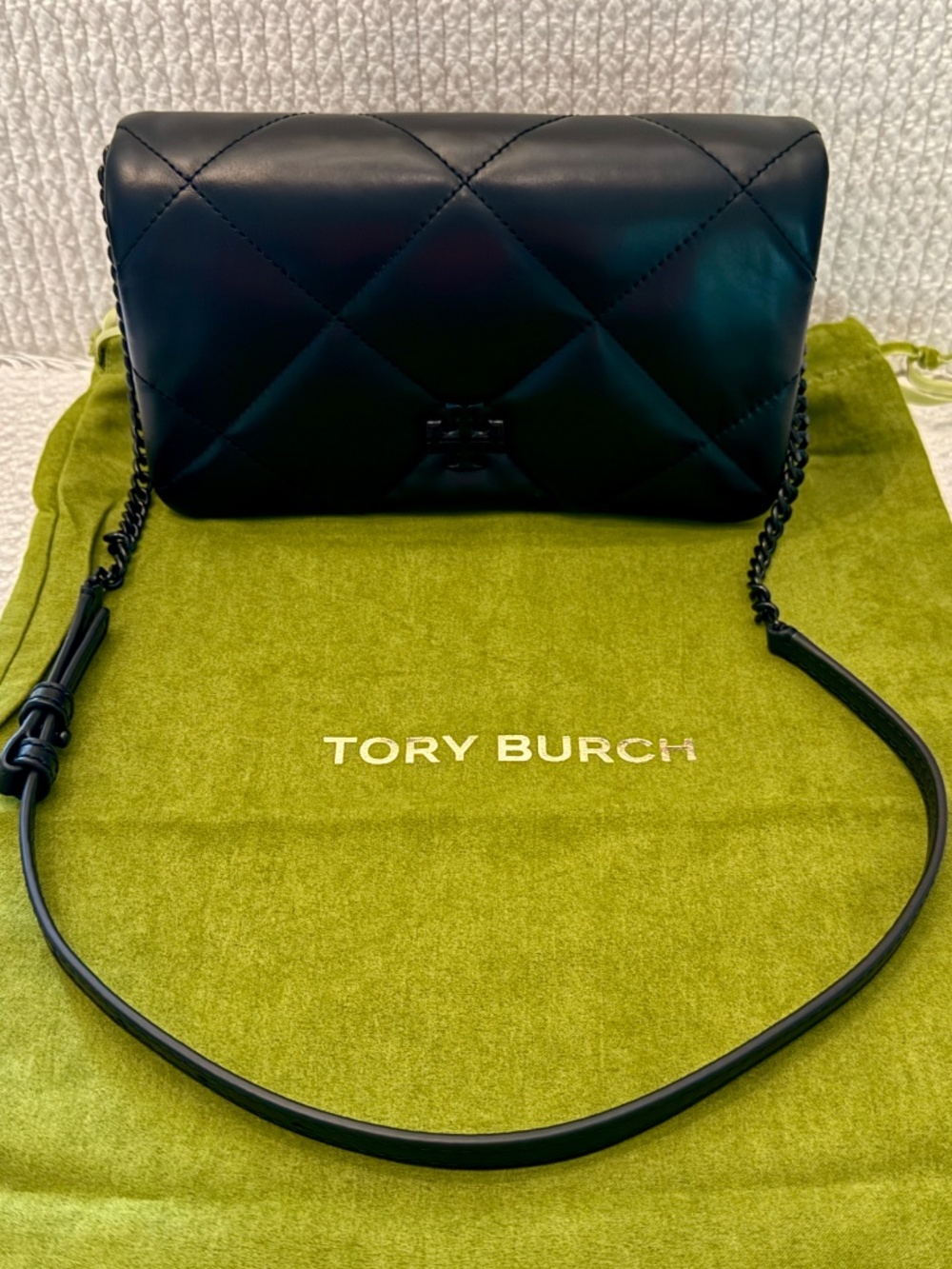 Tory Burch Kira Diamond Quilt Small Shoulder Bag Black 154706 NWT - Picture 8 of 11